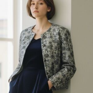 Vintage Cimone Metallic Silver Floral Jacket